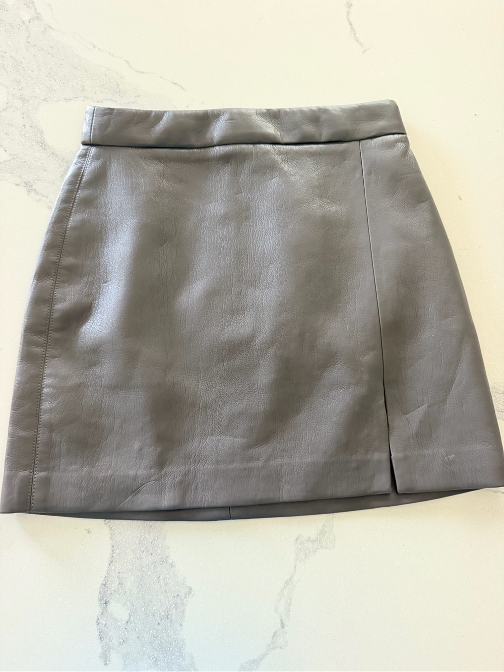 Gray Faux Leather Mini Skirt - Women